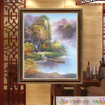 手绘风景油画 字画网 山水画 适合客厅酒店高品质油画风景 油画欣赏美景中式油画