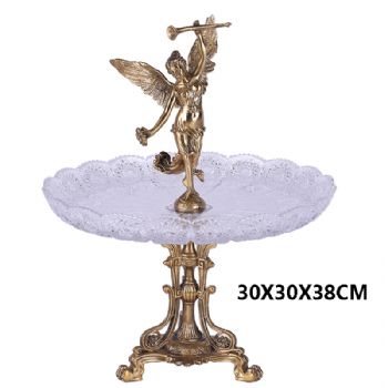 水晶配铜摆设欧式客厅茶几摆件水晶果盘家居装饰品