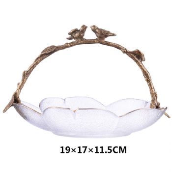 水晶提篮欧式客厅茶几摆件家居装饰品创意水晶