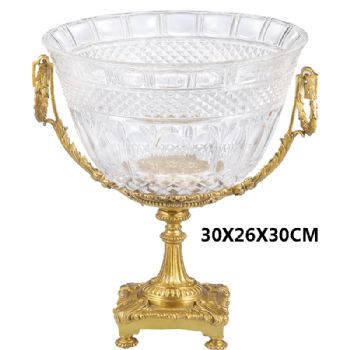 新欧式创意水晶果盘工艺 纯铜底座家居托盘软装桌面摆件搭配