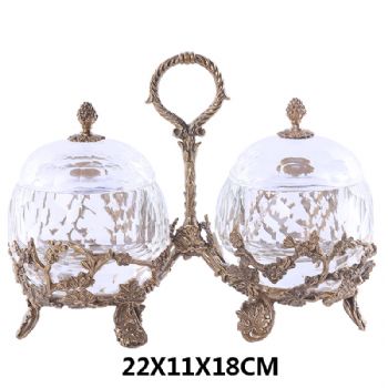 欧式创意水晶盖盒水晶玻璃配铜收纳盒家居软装摆件