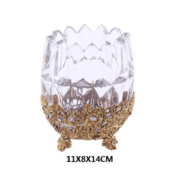 家居装饰品创意水晶牙膏杯配铜摆设欧式客厅茶几摆件乔迁新居礼品