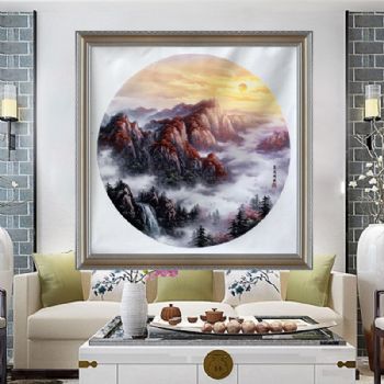 油画风景画 实力派画家 手绘油画 刀画 聚宝盆 山水油画  家庭挂画 办公室挂画 酒店挂画