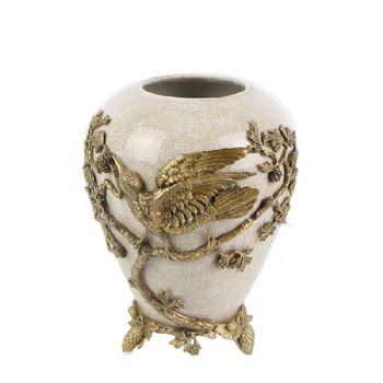 欧式陶瓷配铜花瓶花插美式装饰品摆件创意瓷器家居插花工艺摆设