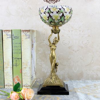 美式创意女神托举碗陶瓷配铜装饰碗家居饰品客厅软装桌面摆件新品