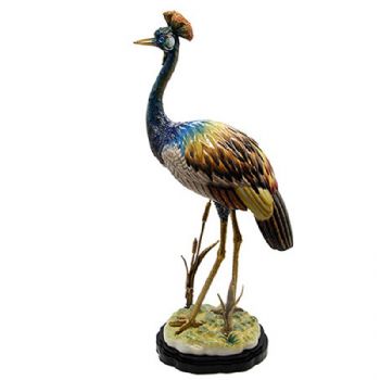 陶瓷配铜工艺品仙鹤动物摆件美式乡村仿古瓷器电视柜酒柜玄关饰品