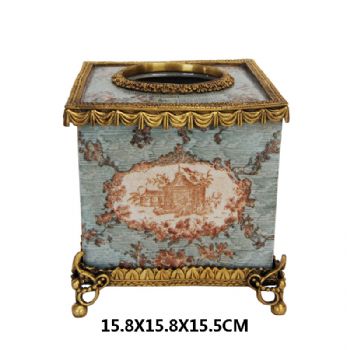 四方纸巾盒陶瓷配铜中式工艺品家用客厅新中式