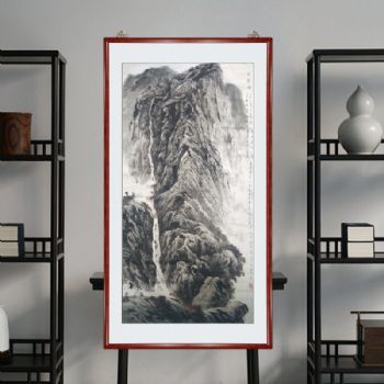 秋韵图 雄伟山姿 气势磅礴 书画家胡景德先生国画作品 传统经典花梨实木木框