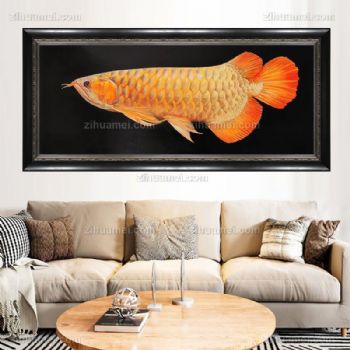 手绘动物油画金龙鱼油画